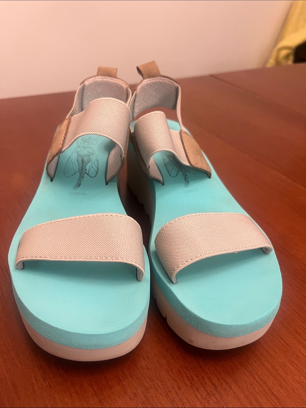 Fly London Yaci teal wedge sandals Sz 5 - Picture 4 of 11